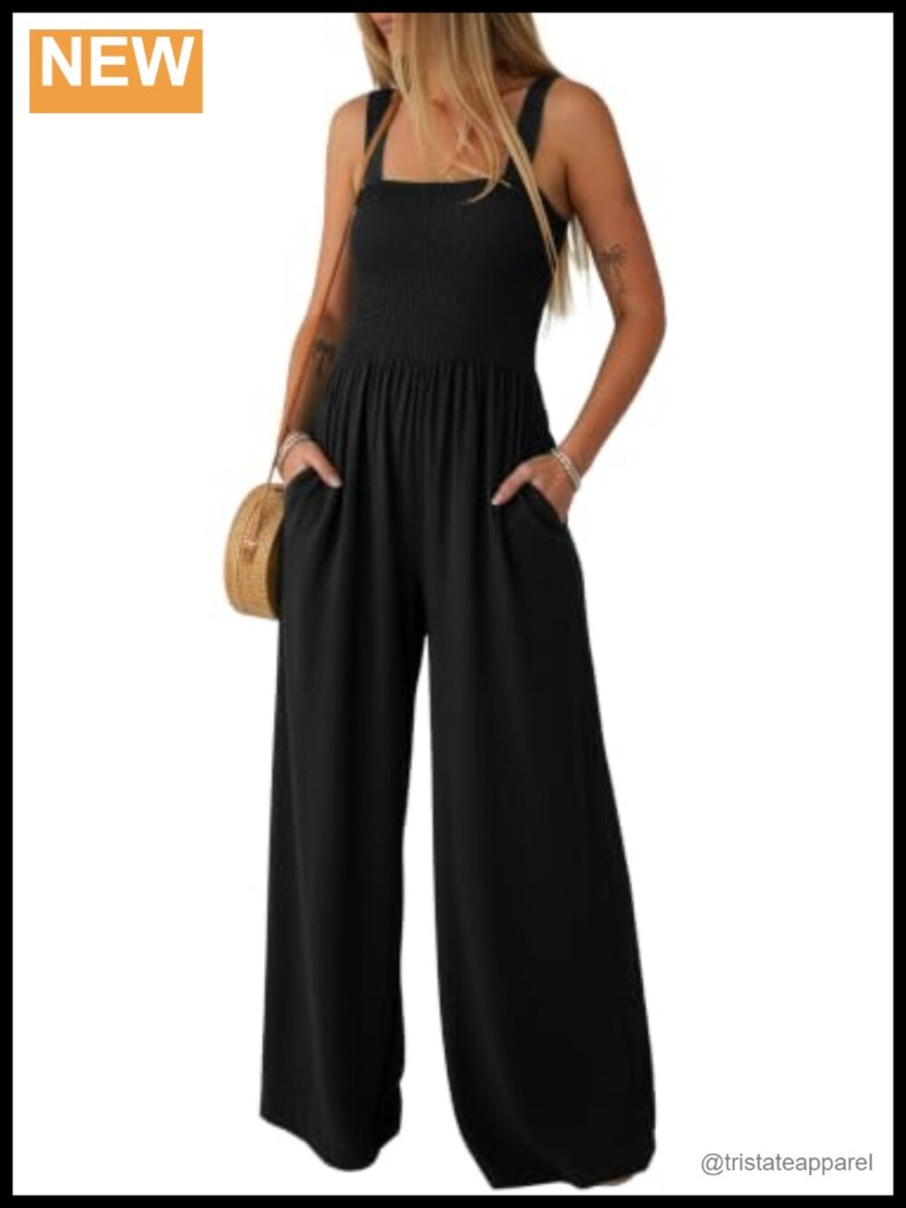 Women's Casual One Piece Wide Leg Overalls Sleeveless Jumpsuit with Pockets